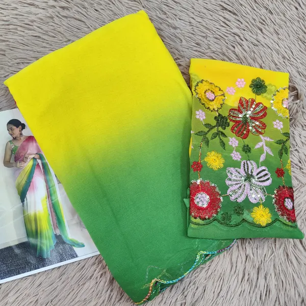 Multicolour plain Chiffon Light weight Saree |SR10